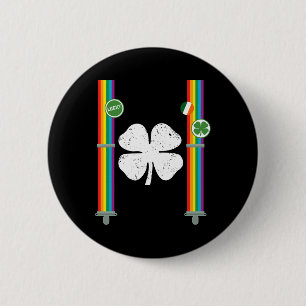 St. Patrick's Day Rainbow Suspenders Clover Boys G 6 Cm Round Badge