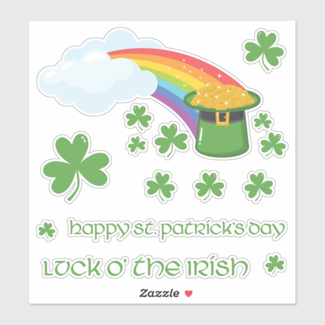 St. Patrick's Day Rainbow with Gold and Shamrocks  (Sheet)