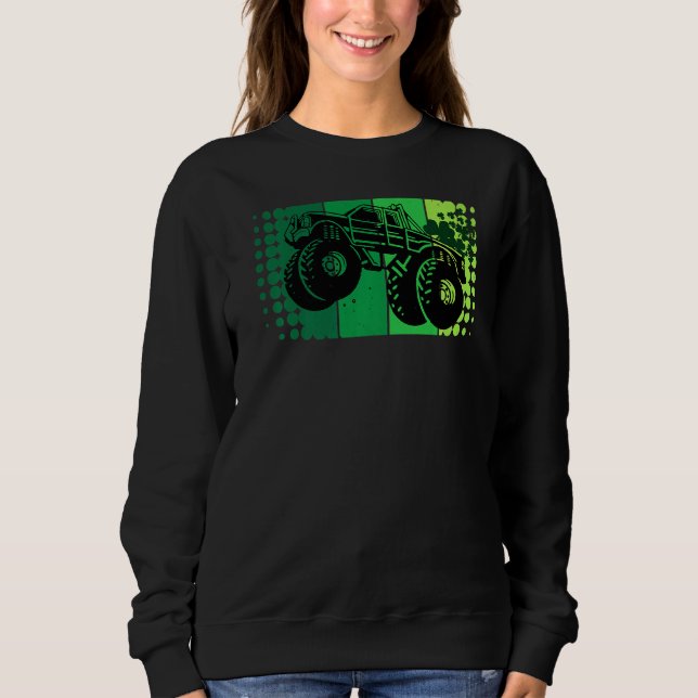 St Patrick's Day Retro Monster Truck For Boys Todd Sweatshirt (Front)