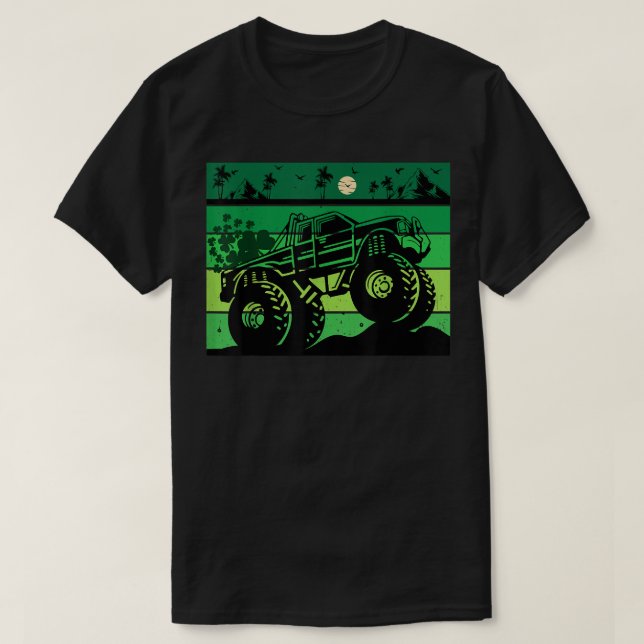 St Patrick's Day Retro Monster Truck for Boys Todd T-Shirt (Design Front)