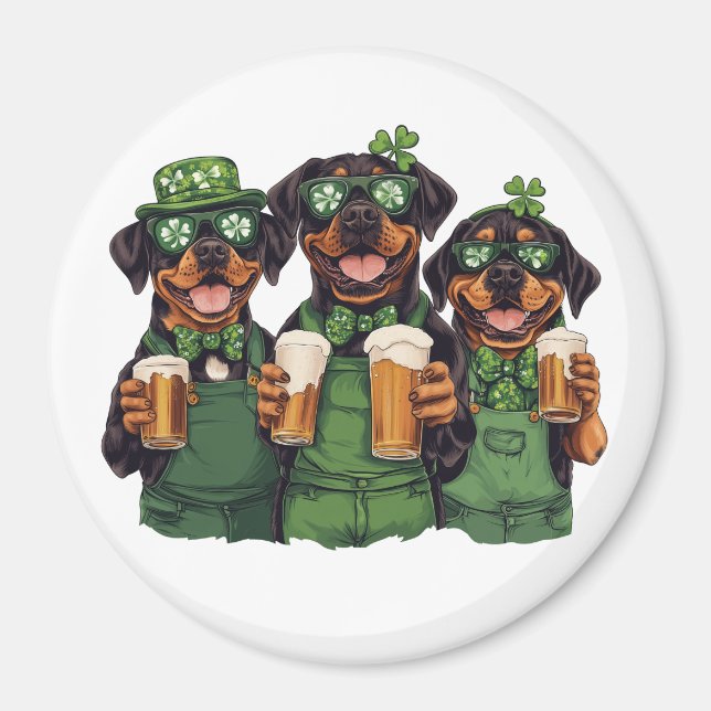 St. Patrick's Day Rottweiler Dogs Magnet (Front)