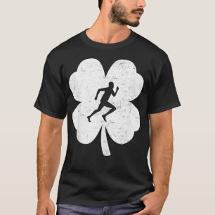 St Patricks Day Running Irish Shamrock Track Field T-Shirt