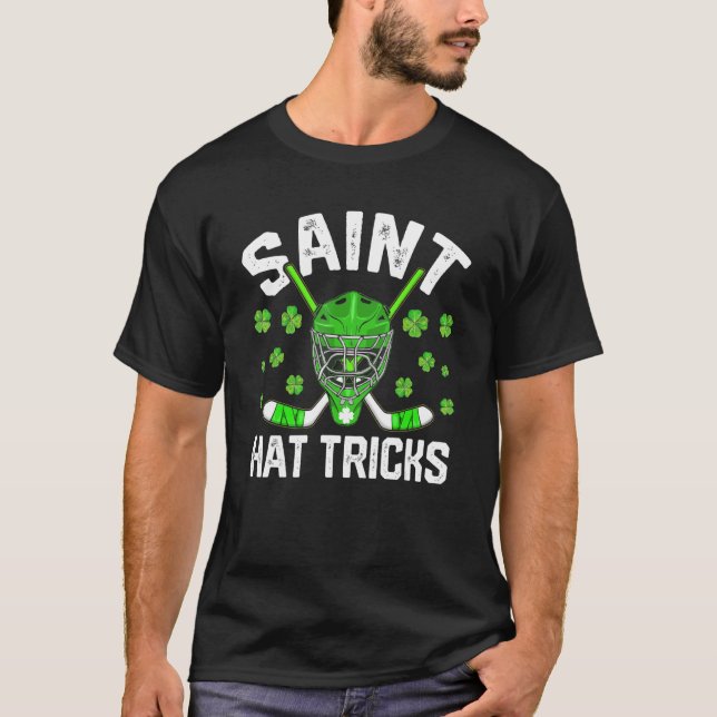 St Patrick's Day Saint Hat Tricks Hockey Shamrock  T-Shirt (Front)
