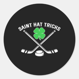 St Patricks Day Saint Hat Tricks Shamrock Hockey K Classic Round Sticker