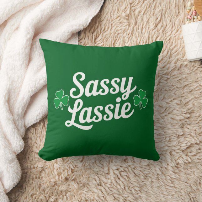 St Patricks Day Sassy Lassie Funny Irish  Cushion (Blanket)