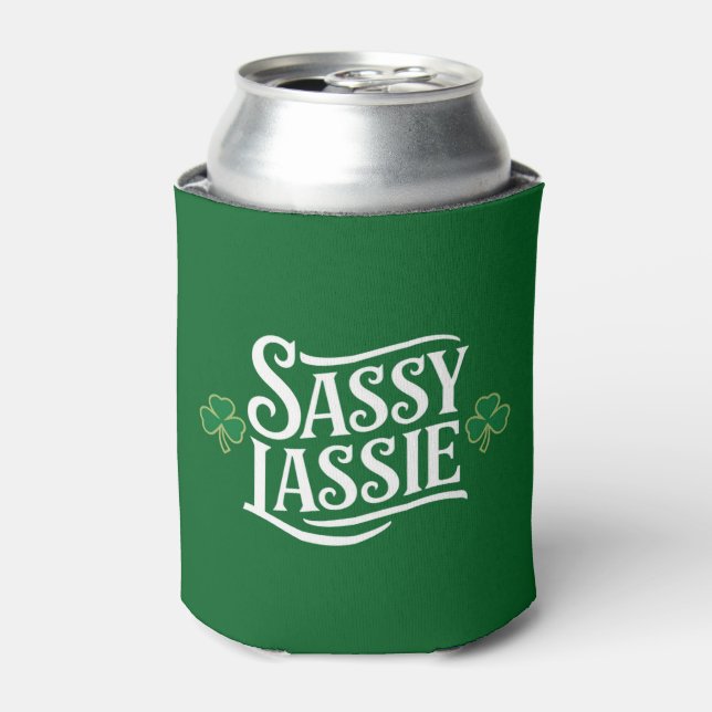 St Patricks Day Sassy Lassie Funny Irish Girl  Can Cooler (Can Front)