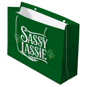 St Patricks Day Sassy Lassie Funny Irish Girl Large Gift Bag