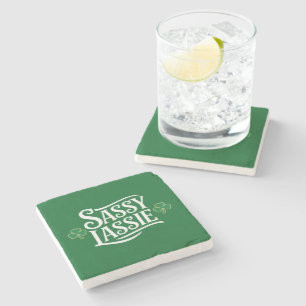 St Patricks Day Sassy Lassie Funny Irish Girl Stone Coaster