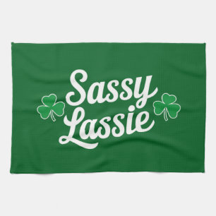 St Patricks Day Sassy Lassie Funny Irish Tea Towel