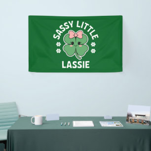 St Patricks Day Sassy Little Lassie Kids Girl Banner