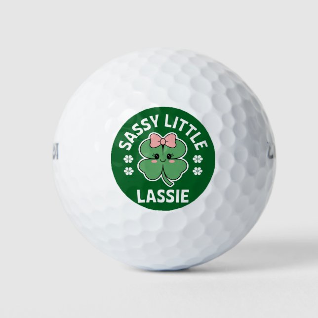 St Patricks Day Sassy Little Lassie Kids Girl Golf Balls (Front)
