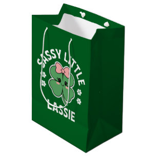 St Patricks Day Sassy Little Lassie Kids Girl Medium Gift Bag