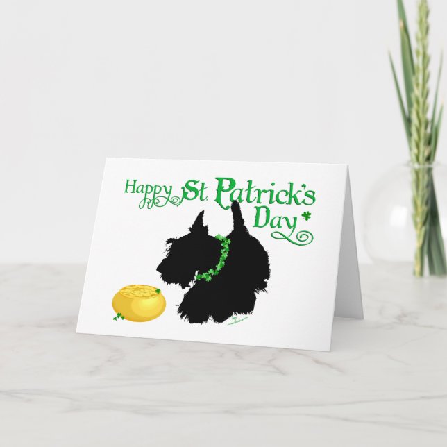 St Patrick's Day Scottish Terrier Card (Front)