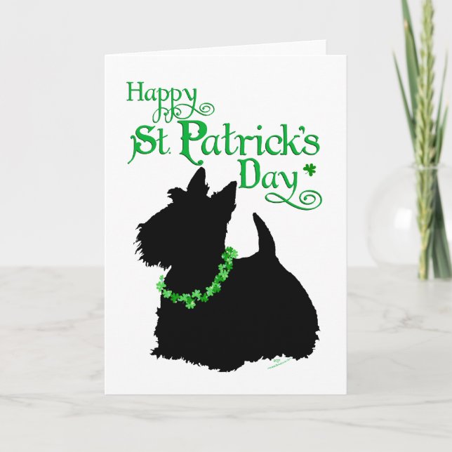 St Patrick's Day Scottish Terrier Card (Front)