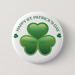 St Patricks Day Shamrock 6 Cm Round Badge