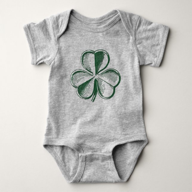 St. Patrick's Day Shamrock Baby Bodysuit (Front)