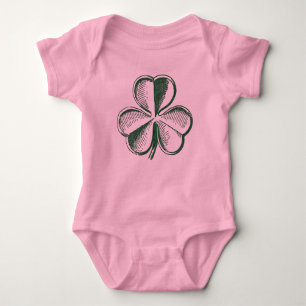 St. Patrick's Day Shamrock Baby Pink Bodysuit