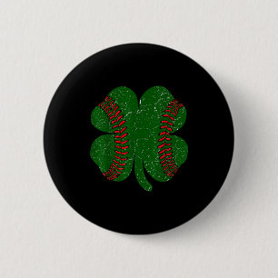 St Patricks Day Shamrock Baseball Saint Paddys  6 Cm Round Badge