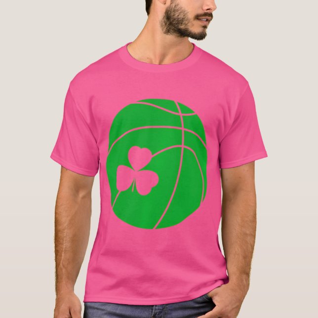 St Patricks Day Shamrock Basketball Irish T-Shirt (Front)