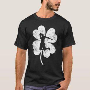 St Patricks Day Shamrock Basketball Retro Leprecha T-Shirt