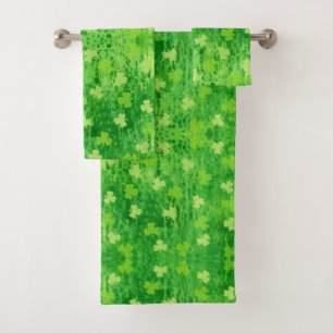St Patrick's Day Shamrock Bathroom Towel Set
