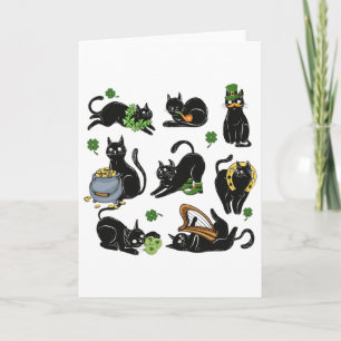 St Patrick's Day Shamrock Black Cat Irish Cats Card