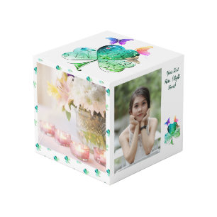 St. Patrick's Day Shamrock Butterfly Photo Cube