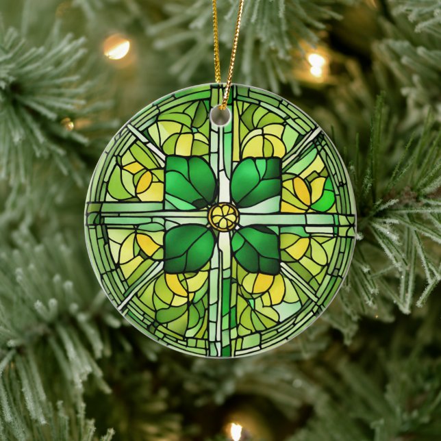 St Patricks Day Shamrock  Ceramic Tree Decoration (Tree)