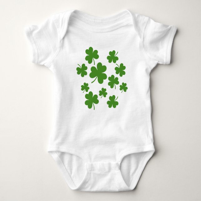 St Patrick's Day Shamrock Clover Pattern Baby Bodysuit (Front)