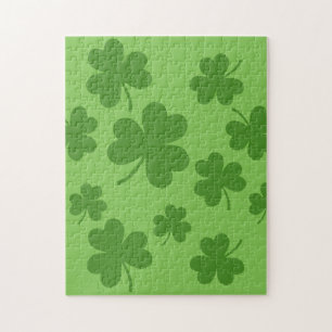 St Patrick's Day Shamrock Clover Pattern Jigsaw Puzzle