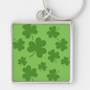 St Patrick's Day Shamrock Clover Pattern Key Ring