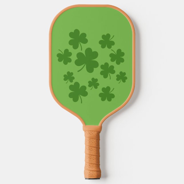 St Patrick's Day Shamrock Clover Pattern Pickleball Paddle (Front)