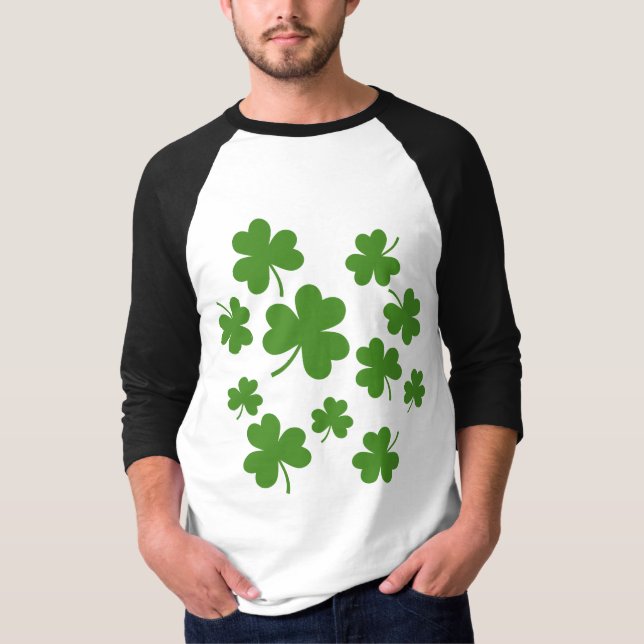 St Patrick's Day Shamrock Clover Pattern T-Shirt (Front)