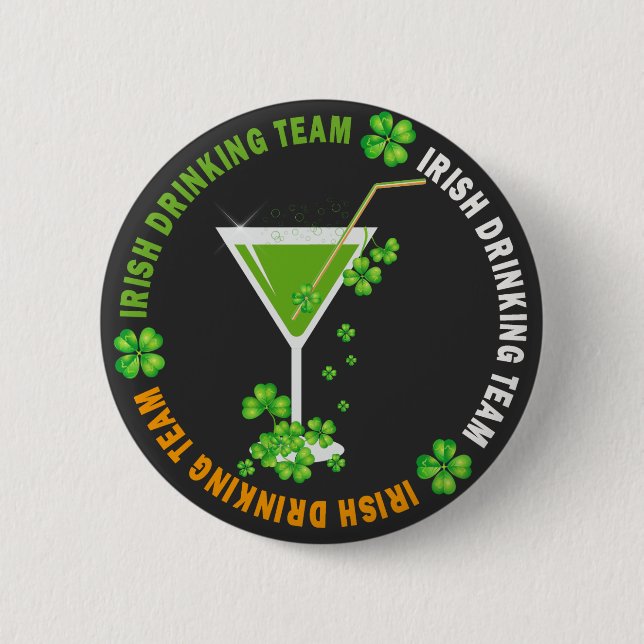St. Patricks Day Shamrock Cocktail Button (Front)