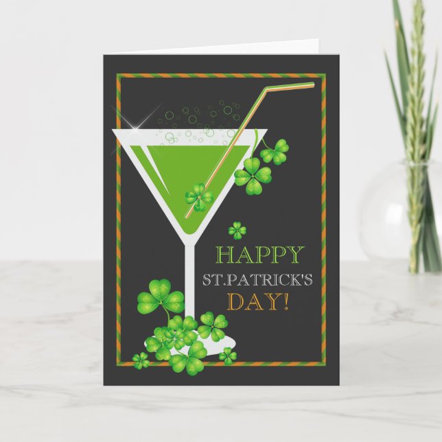 St.Patricks Day Shamrock Cocktail  Greeting Card (Front)
