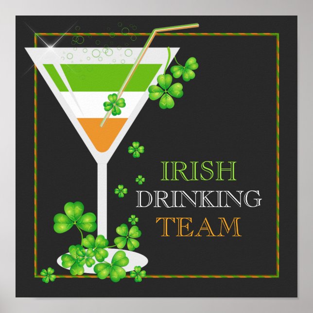 St.Patricks Day Shamrock Cocktail Poster (Front)