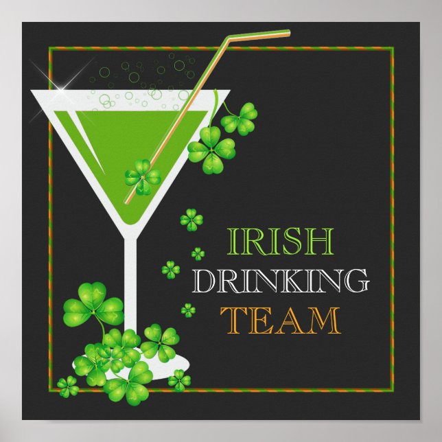 St.Patricks Day Shamrock Cocktail Poster (Front)