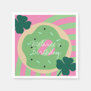 St Patricks Day Shamrock Doughnut Greenery Party Napkin