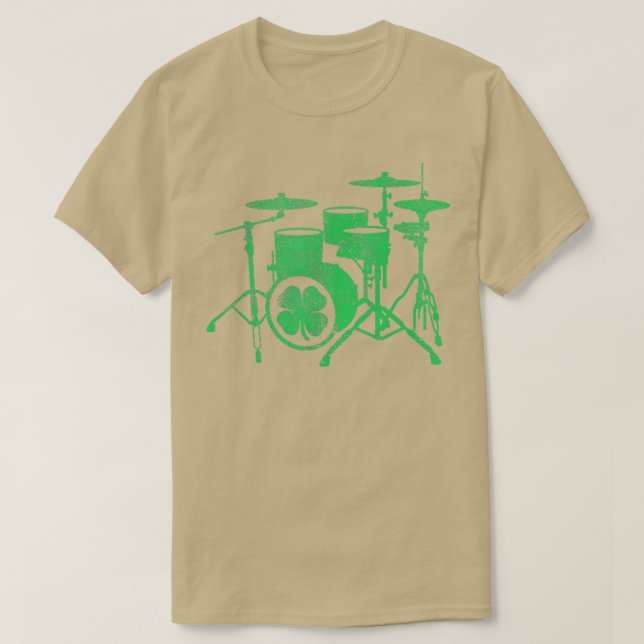 St Patricks Day Shamrock Drum Irish Green Drummer  T-Shirt (Design Front)