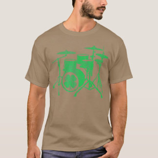 St Patricks Day Shamrock Drum Irish Green Drummer T-Shirt