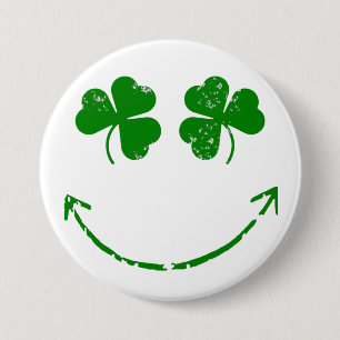 St Patrick's Day Shamrock face humour 7.5 Cm Round Badge