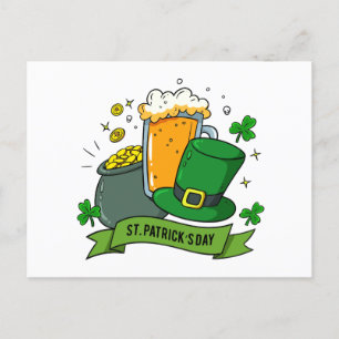 St Patricks Day Shamrock Gold Beer Hat Holidays Holiday Postcard