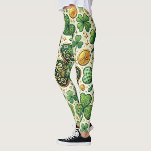 St. Patrick's Day Shamrock & Gold Women's Leggings