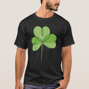 St Patricks Day Shamrock Green 3 Leaf Clover Line T-Shirt