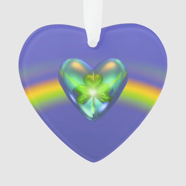 St. Patricks Day Shamrock Heart Ornament (Front)