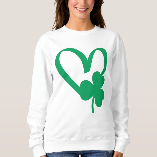 St Patrick's Day Shamrock Heart T-Shirt Sweatshirt (Front)
