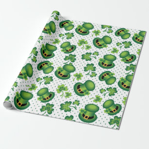 St. Patrick's Day Shamrock Leprechaun's Hat Green Wrapping Paper