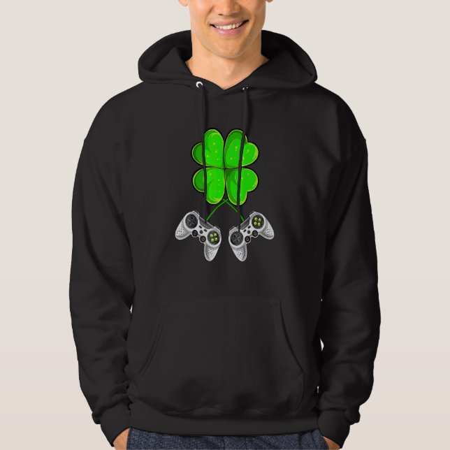 St Patrick's Day Shamrock Love Video Game Hoodie (Front)
