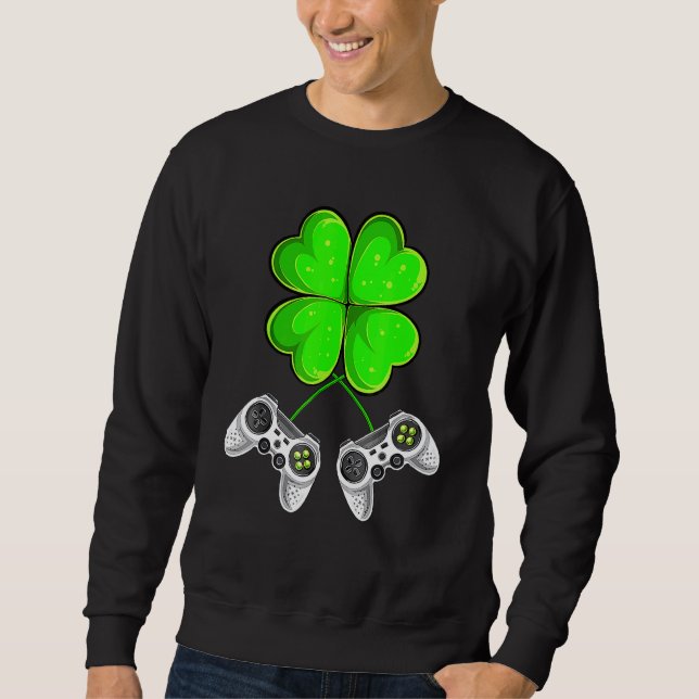 St Patrick's Day Shamrock Love Video Game Sweatshirt (Front)