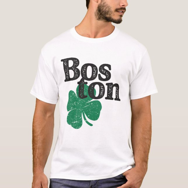 St Patricks Day Shamrock Massachusetts Boston T-Shirt (Front)